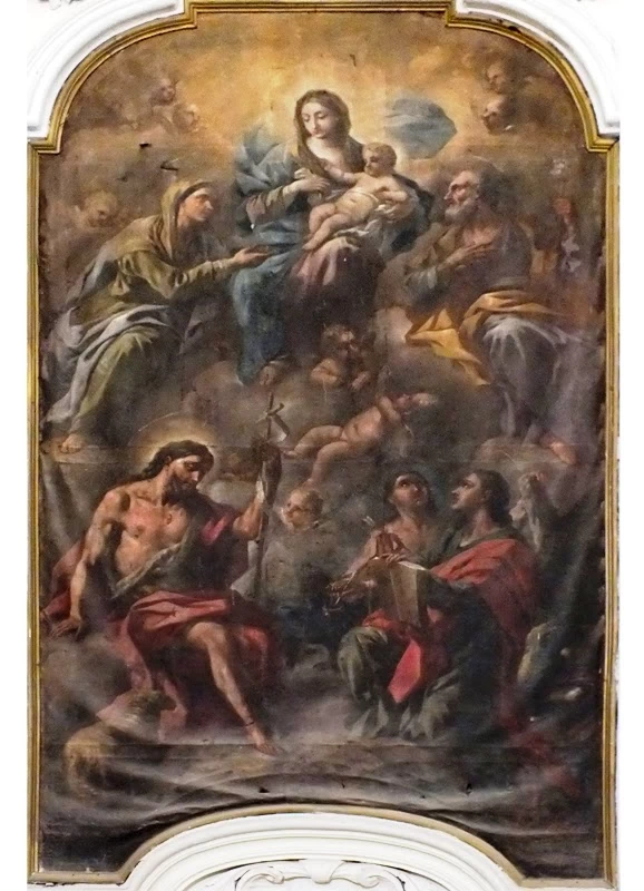 Sacra Famiglia in gloria con i santi Giovanni Battista, Giovanni Evangelista e Sebastiano - Avella, Colleggiata di San Giovanni